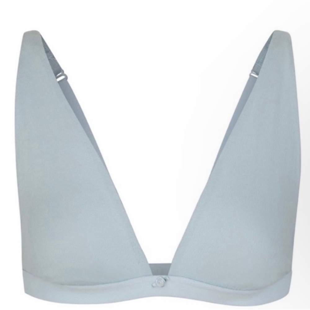 Skims Lace Pointelle Plunge Bralette NWT Size 4X Color Sky Blue